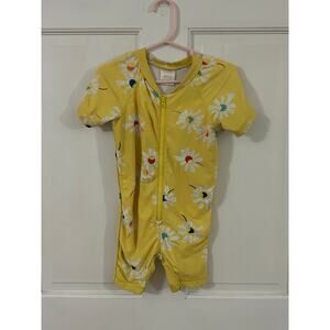 Hanna Andersson Girls 2T Yellow Floral Zip Swimsuit